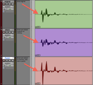 fig. 2 - Onda sonora comparando attack e punch