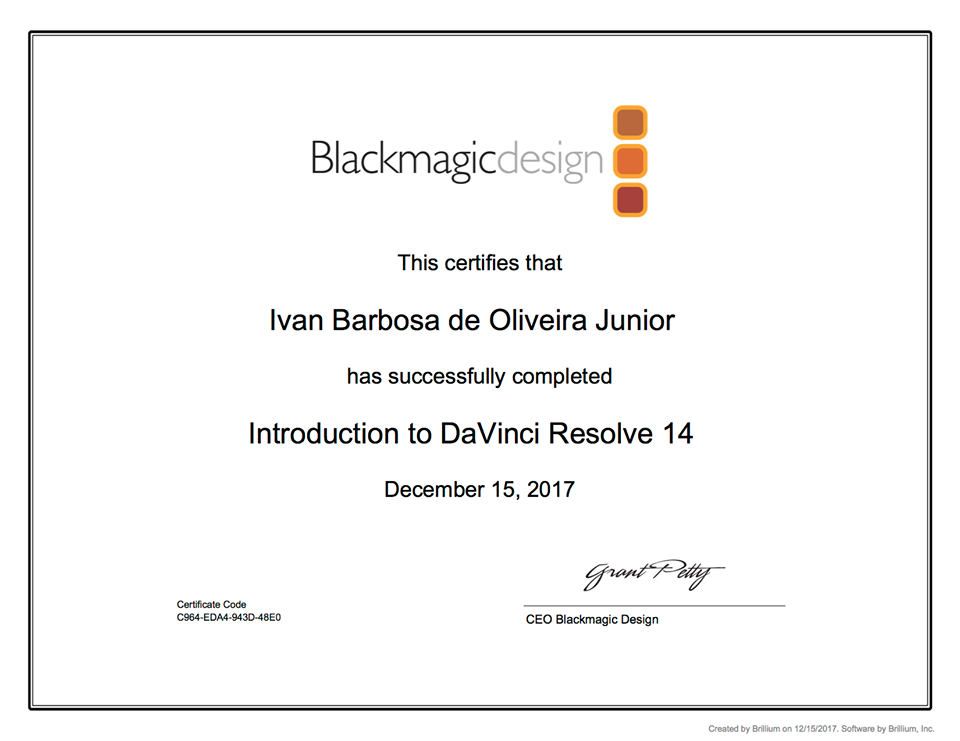 Curso de davinci resolve oficial blackmagic design proclass